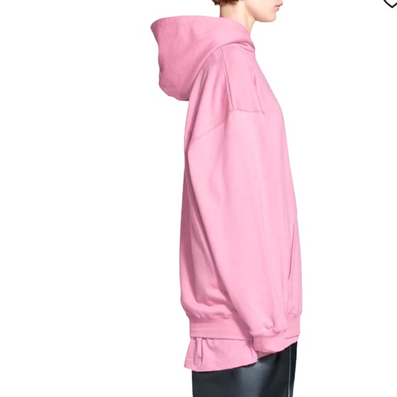 Balenciaga Pink logo-print cotton hoodie in size Large - Picture 6 of 16
